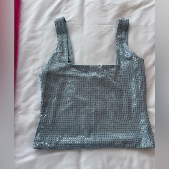Good American Winter Sky Blue Crystal Embellished Tank & Mini Skirt Set - Large - Picture 2 of 9